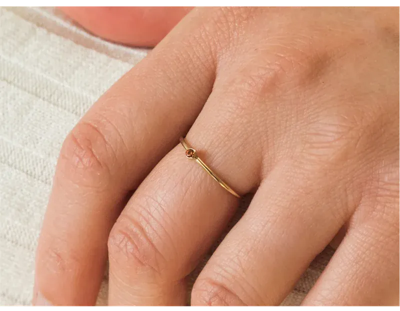 KissICON Birthstone Ring 14K gold filled Knuckle Ring Boho Gold Jewelry Anillos Mujer Minimalistic Stacking Bohemian Ring for Women