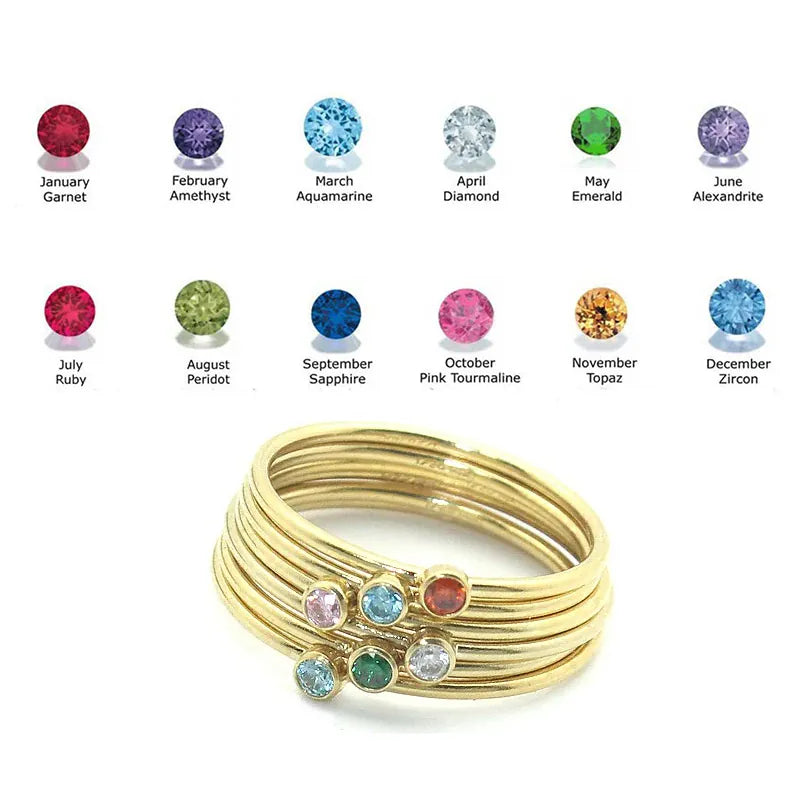 KissICON Birthstone Ring 14K gold filled Knuckle Ring Boho Gold Jewelry Anillos Mujer Minimalistic Stacking Bohemian Ring for Women
