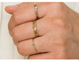 KissICON Birthstone Ring 14K gold filled Knuckle Ring Boho Gold Jewelry Anillos Mujer Minimalistic Stacking Bohemian Ring for Women