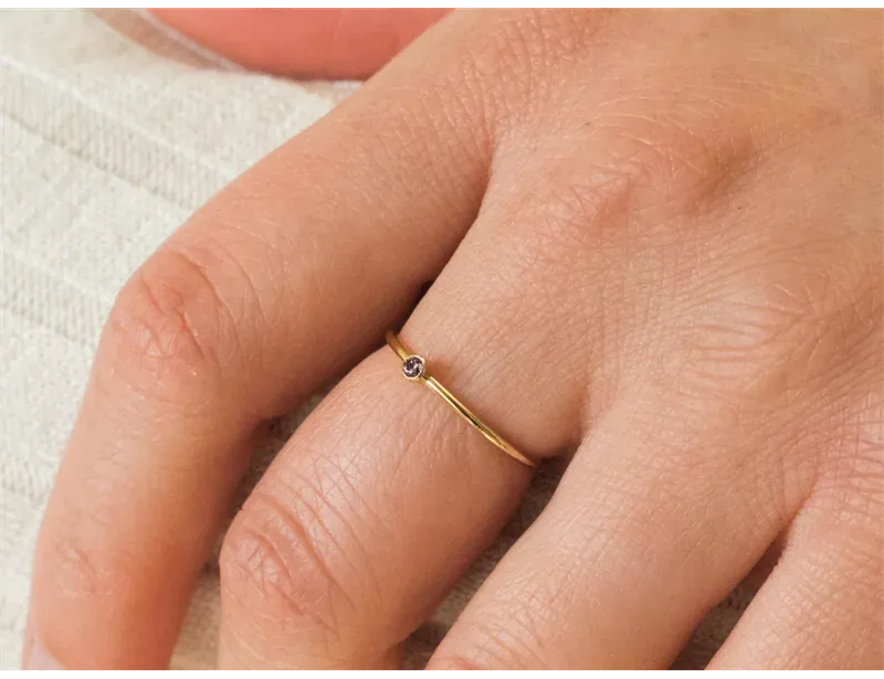 KissICON Birthstone Ring 14K gold filled Knuckle Ring Boho Gold Jewelry Anillos Mujer Minimalistic Stacking Bohemian Ring for Women
