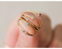 KissICON Birthstone Ring 14K gold filled Knuckle Ring Boho Gold Jewelry Anillos Mujer Minimalistic Stacking Bohemian Ring for Women