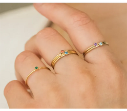 KissICON Birthstone Ring 14K gold filled Knuckle Ring Boho Gold Jewelry Anillos Mujer Minimalistic Stacking Bohemian Ring for Women