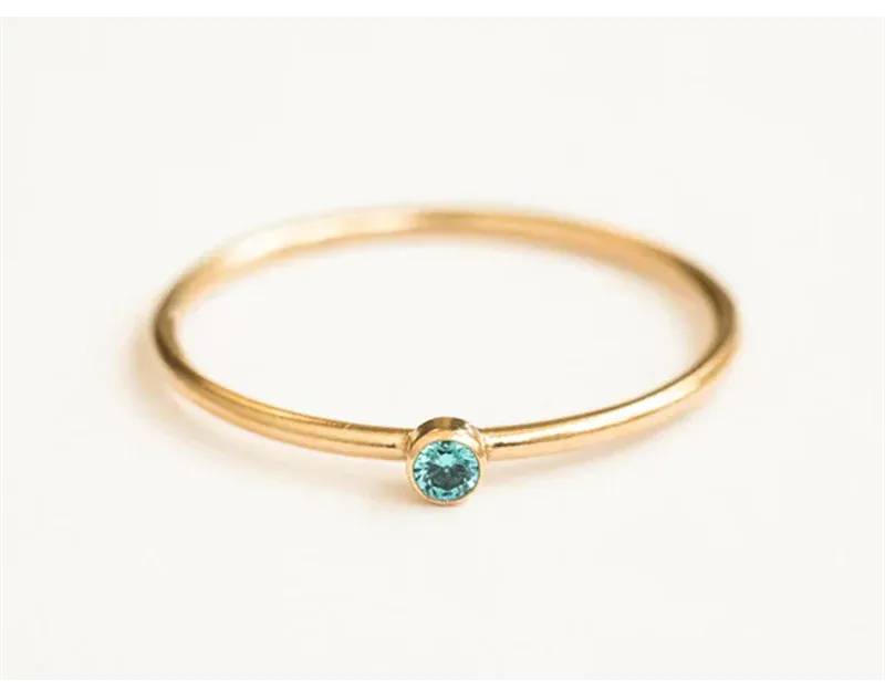 KissICON Birthstone Ring 14K gold filled Knuckle Ring Boho Gold Jewelry Anillos Mujer Minimalistic Stacking Bohemian Ring for Women