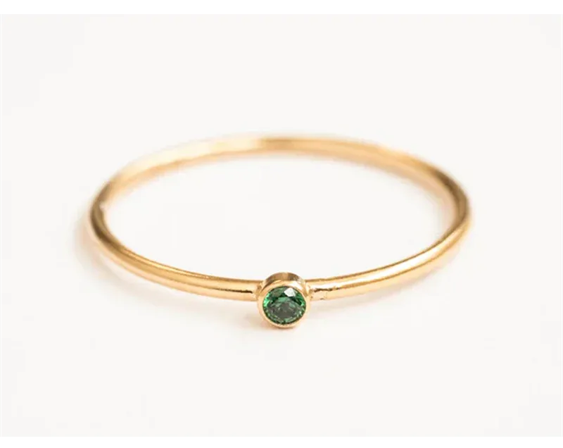 KissICON Birthstone Ring 14K gold filled Knuckle Ring Boho Gold Jewelry Anillos Mujer Minimalistic Stacking Bohemian Ring for Women