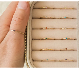 KissICON Birthstone Ring 14K gold filled Knuckle Ring Boho Gold Jewelry Anillos Mujer Minimalistic Stacking Bohemian Ring for Women