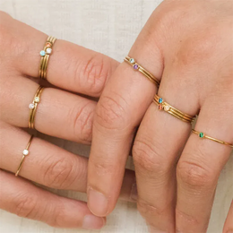 KissICON Birthstone Ring 14K gold filled Knuckle Ring Boho Gold Jewelry Anillos Mujer Minimalistic Stacking Bohemian Ring for Women