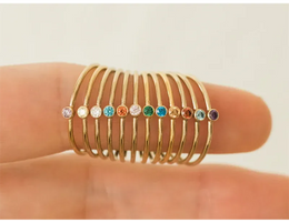 KissICON Birthstone Ring 14K gold filled Knuckle Ring Boho Gold Jewelry Anillos Mujer Minimalistic Stacking Bohemian Ring for Women