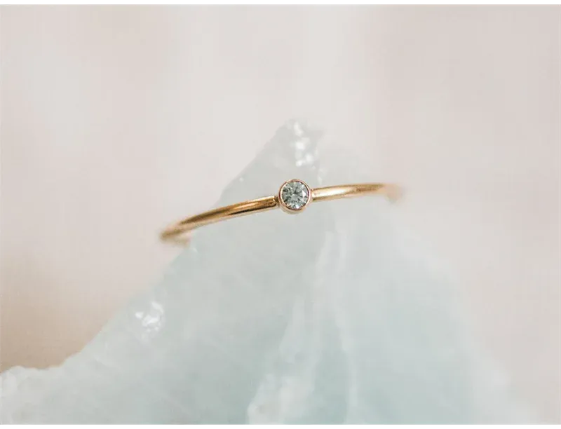KissICON Birthstone Ring 14K gold filled Knuckle Ring Boho Gold Jewelry Anillos Mujer Minimalistic Stacking Bohemian Ring for Women