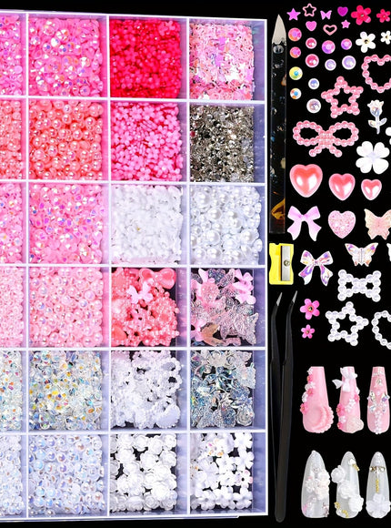 KissICON BKSZH02 KissIcon Nail Charms Kit 24 Grid Gems -