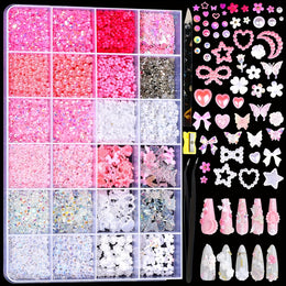 KissICON BKSZH02 KissIcon Nail Charms Kit 24 Grid Gems -