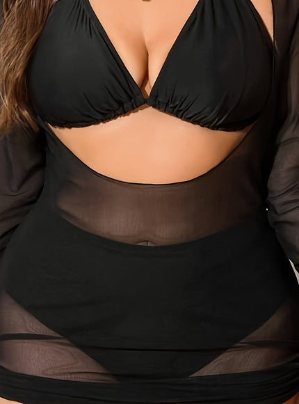 KissICON Black / 0XL Curve Resort Long Sleeve Coverup
