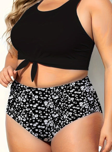KissICON Black / 0XL Iyunqing Chic Waist Tietop Swimsuit