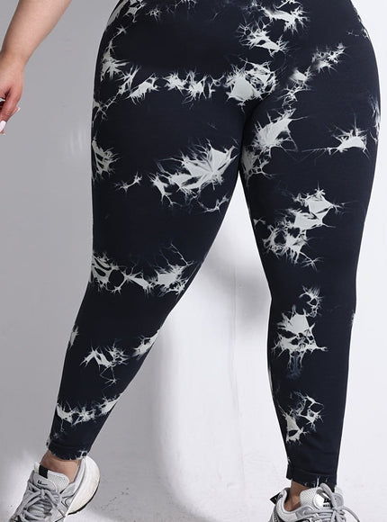 jkthpu-45 Black / 0XL Women'S Plus-Size Tie-Dye Yoga Pants, High-Waist Fitted Sports
