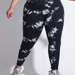 jkthpu-45 Black / 0XL Women'S Plus-Size Tie-Dye Yoga Pants, High-Waist Fitted Sports