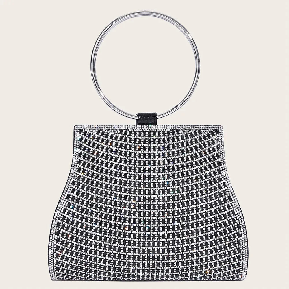 Dropshipman BLACK -1 / CHINA Women's Diamond Handbags Rhinestones Evening Bags Bridal Stones Clutch Purse Lady Clutches Bags Party Wedding Evening Bag Female