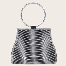 Dropshipman BLACK -1 / CHINA Women's Diamond Handbags Rhinestones Evening Bags Bridal Stones Clutch Purse Lady Clutches Bags Party Wedding Evening Bag Female