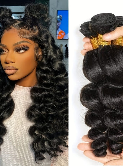 KissICON Black / 10 10 10 KissIcon Loose Wave Bundles Brazilian Hair No Shedding