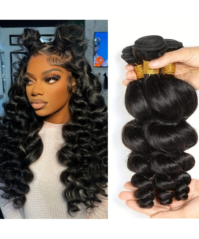 KissICON Black / 10 10 10 KissIcon Loose Wave Bundles Brazilian Hair No Shedding