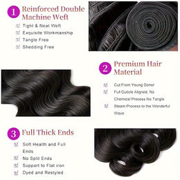 KissICON Black / 10 12 14 KissIcon Brazilian Body Wave Hair Bundles - Natural
