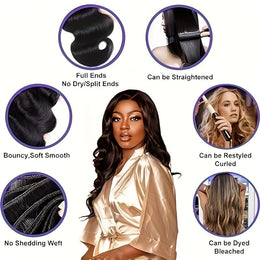 KissICON Black / 10 12 14 KissIcon Brazilian Body Wave Hair Bundles - Natural