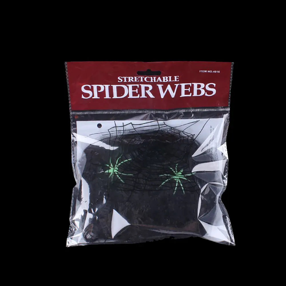 KissICON Black / 100g Halloween Decoration Spider Web,Artificial Cobweb,Stretchy Cobweb With Spider,Horror Gothic Haunted House Home Decor