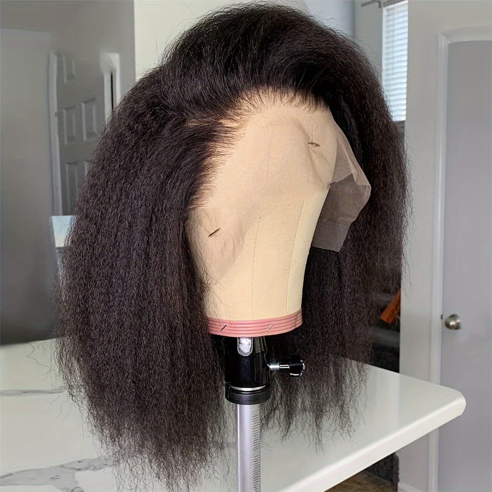 KissICON Black / 10inch Kinky Straight Bob Wig 13x4 Lace