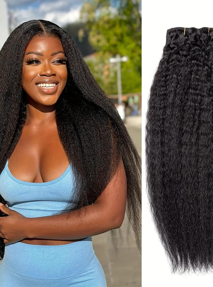 KissICON Black / 10inch 💋 Kinky Straight Clip In Extensions - Natural