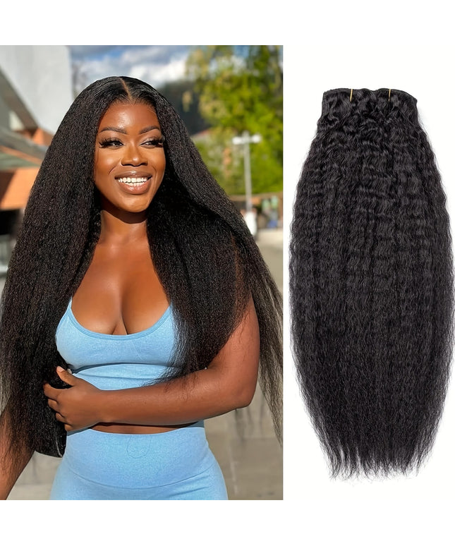 KissICON Black / 10inch 💋 Kinky Straight Clip In Extensions - Natural