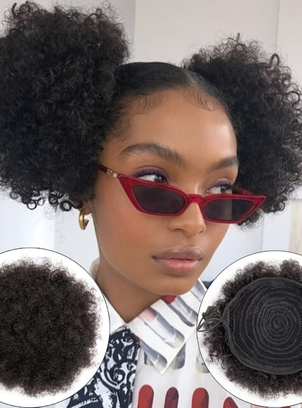 KissICON Black / 10inch KissIcon Afro Puff Drawstring Ponytails - Natural Look