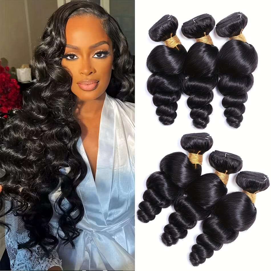 KissICON Black / 12 14 16 KissIcon Loose Wave Brazilian Hair Bundles - Natural
