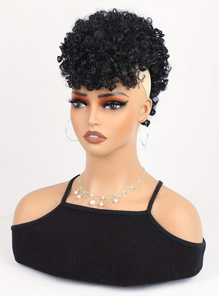 KissICON Black / 12inch [KissIcon]KKSILK Afro High Puff Ponytail - Drawstring Bangs