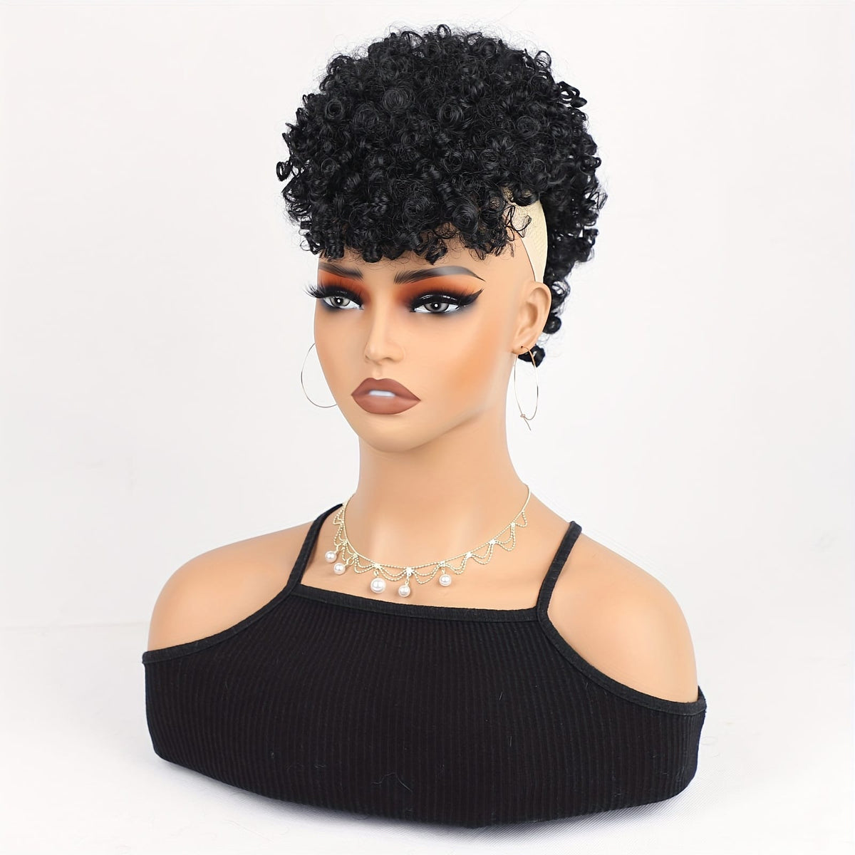 KissICON Black / 12inch [KissIcon]KKSILK Afro High Puff Ponytail - Drawstring Bangs