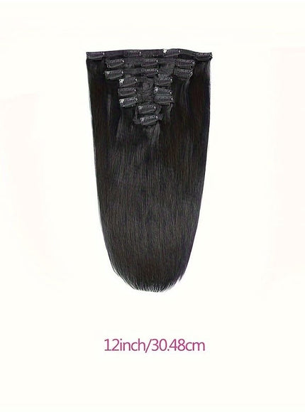 KissICON Black / 12inch KissIcon Straight Clip In Hair Extensions - Unprocessed