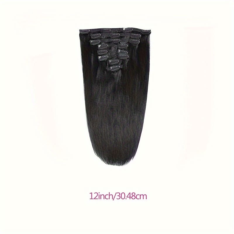 KissICON Black / 12inch KissIcon Straight Clip In Hair Extensions - Unprocessed