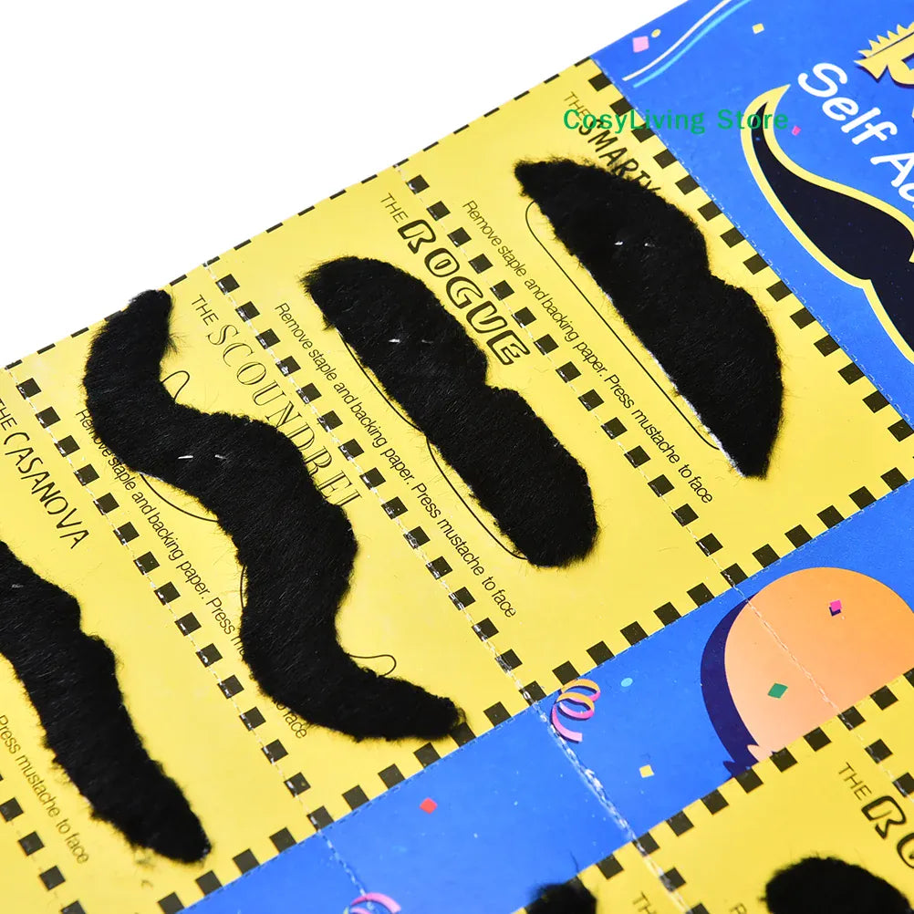 KissICON Black 12Pcs/Set Men Black Fake Moustache Mustaches Funny Beard Party Halloween Costume