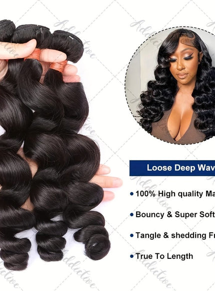 KissICON Black / 14 16 18 KissIcon Loose Wave Bundles - Virgin Hair 3
