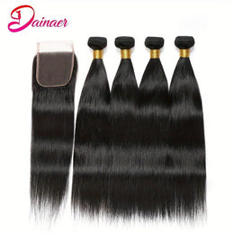 KissICON Black / 16 16 16 16+Closure14 Kissicon Brazilian Straight Hair Bundles Lace Virgin Bra