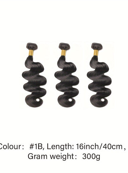 KissICON Black / 16 16 16 Inch KissIcon Brazilian Virgin Hair Extensions - 300G Body