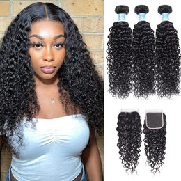 KissICON Black / 16 18 20+14 5X5 Jerry Curl Extensions 3 Bundles 5x5 Closure -