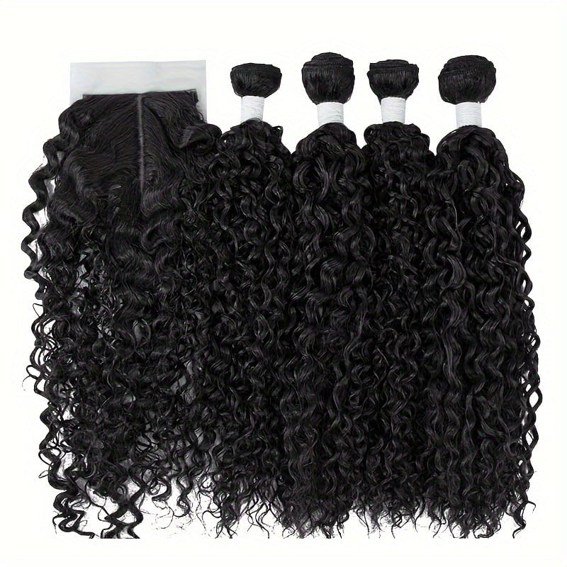 KissICON Black / 16 Inches Afro Kinky Curly Wavy Hair Temp