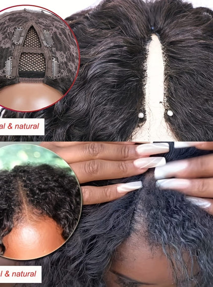 KissICON Black / 16inch Kissicon V Part Wig Human Hair