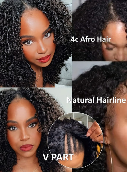 KissICON Black / 16inch Kissicon V Part Wig Human Hair