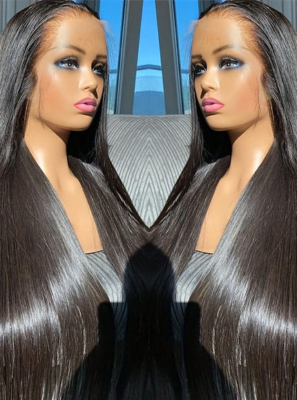 KissICON Black / 16inch Long 13x6 Glueless Lace Front Human