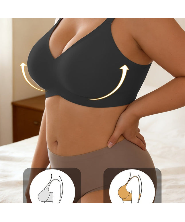 KissICON Black / 1XL Comfy Curve Full Coverage Jelly Bra – Soft