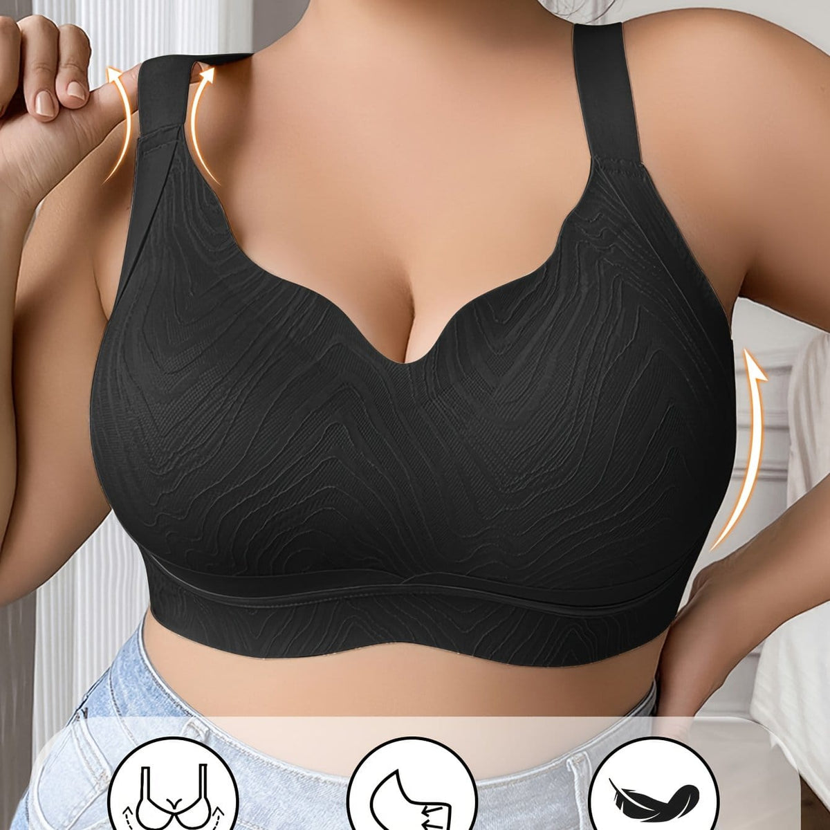 KissICON Black / 1XL Women's Curve Light Green Bra – Elasticity Nylon Elastane