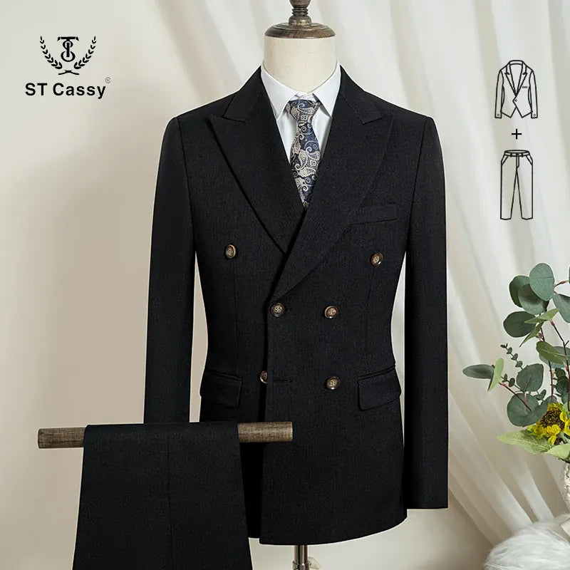 KissICON black 2-pcs set / M Luxury Light Brown TwoPiece Elegant Wedding Dinner Man Suit