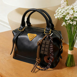 Dropshipman black / (20cm<Max Length<30cm) Retro casual women's single-shoulder leather handbag, handmade leather crossbody bag