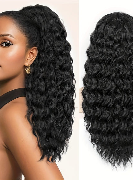 KissICON Black / 20inch Curly Ponytail Clip In Extension 20 Inch -