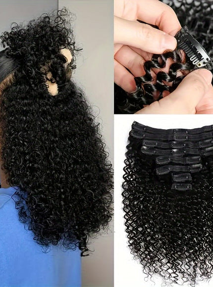 KissICON Black / 20inch KissIcon Black Kinky Curly Clip In Extensions -