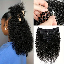 KissICON Black / 20inch KissIcon Black Kinky Curly Clip In Extensions -